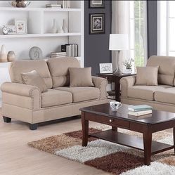 Brand New Neutral Beige Sofa Loveseat Set 