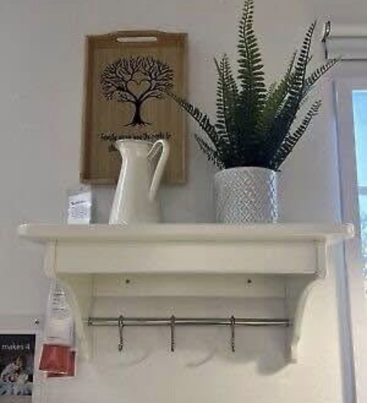 Wall Shelf with Hooks – Farmhouse Style