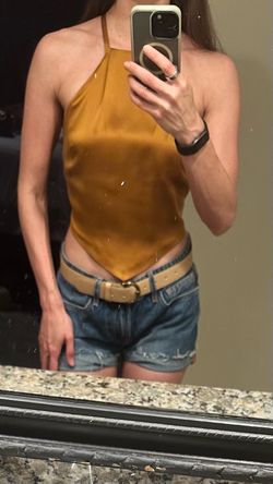 Gold, copper toned silk top