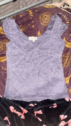 purple shirt with cute floral designs