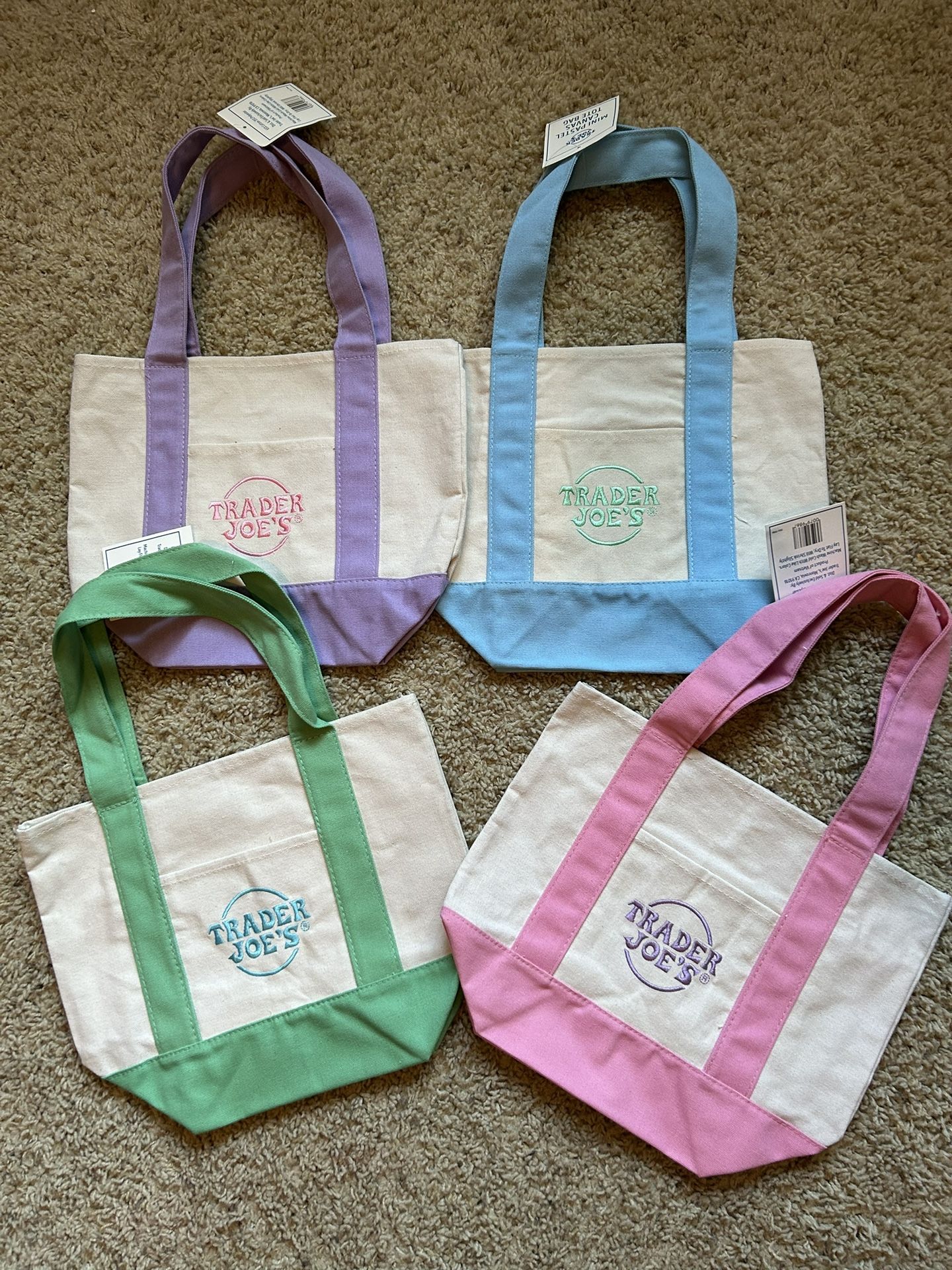 Trader Joes Mini Tote Bag- Pastel Colors.