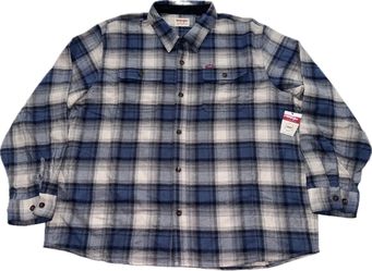 Wrangler Authentics Mens Long Sleeve Blanket Flannel Shirt Jacket 3XL Blue New