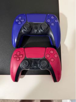 2 Genuine Sony PS5 DualSense Wireless Controllers – Galactic Purple & Cosmic Red