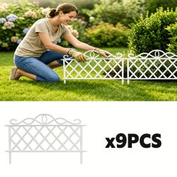 10‑Pack Decorative Garden Fence, Black Lattice Metal Landscape Edging Fencing, Inter‑Connect Outdoo