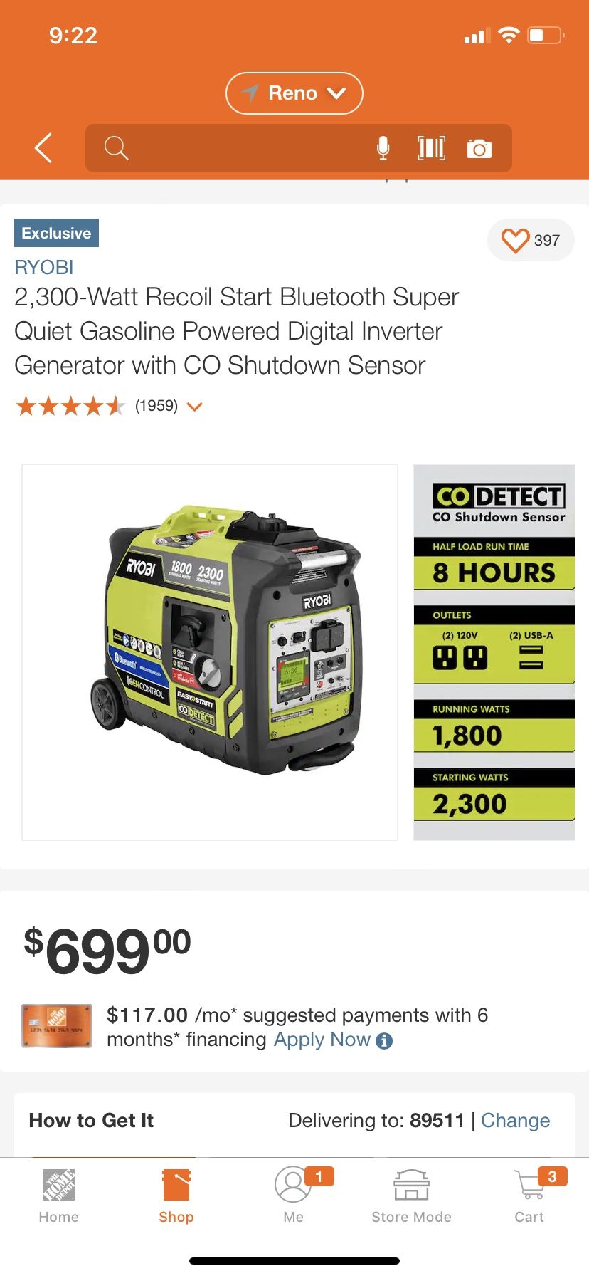 Ryobi Generator 2300 W