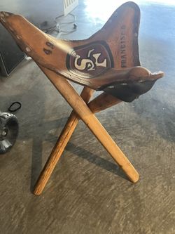 49er Leather Tripod Stool