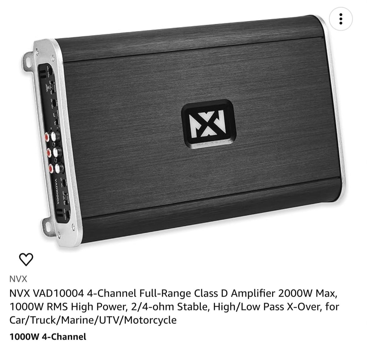 NVX VAD 10004 4-Channel Full-Range Class D Amplifier 2000W Max,