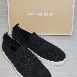 Michael Kors Designer Slip Ons Moccasin Sneaker Flats. New In Box. Black Knit. Size 10 Women's Shoes 