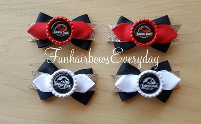 Jurassic pigtail hair bow sets