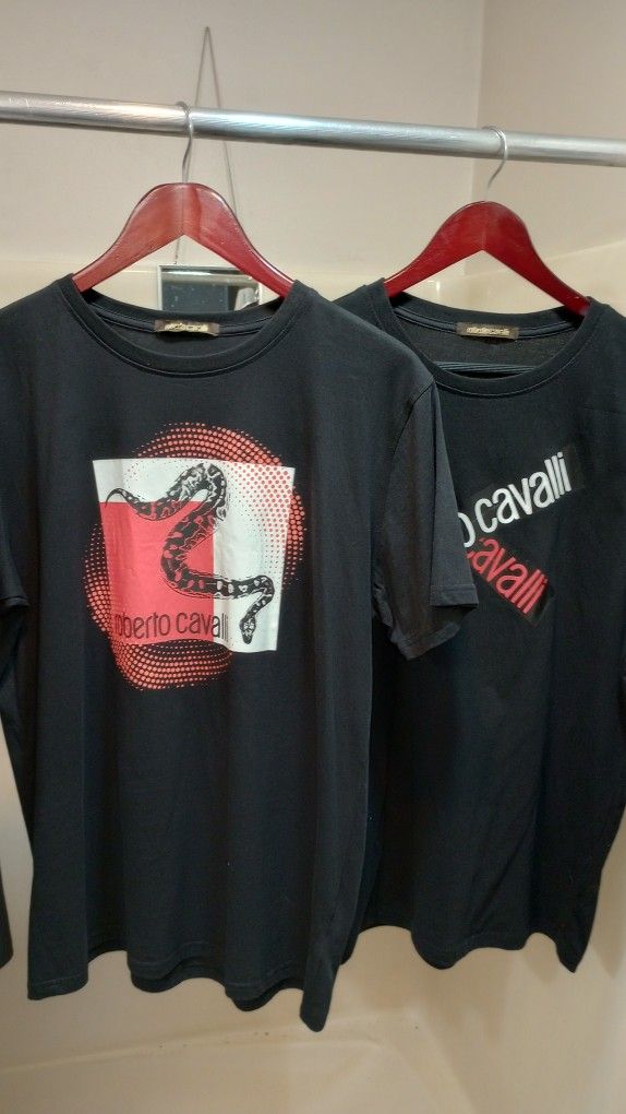 Roberto Cavalli Black Print T-shirts XL