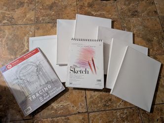 6 Art Canvases new and used Sketchbooks FREE