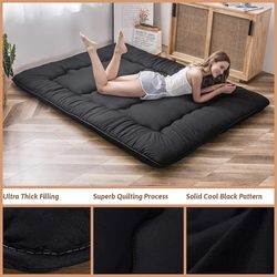 New Extra Large 78x80 inch King Size Floor Mattress Futon Mattress Tatami Japanese Mat Sleeping Pad Foldable Roll Up Floor Mattress Lounger 