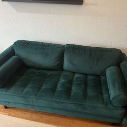 MUST GO!! Green Velvet Couches And Blue Chair