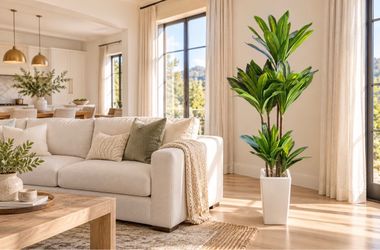5.4 FT Artificial Dracaena Tree with White Planter – Realistic Home Decor