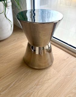 Chrome-Finish Ceramic Sculptural Side Table