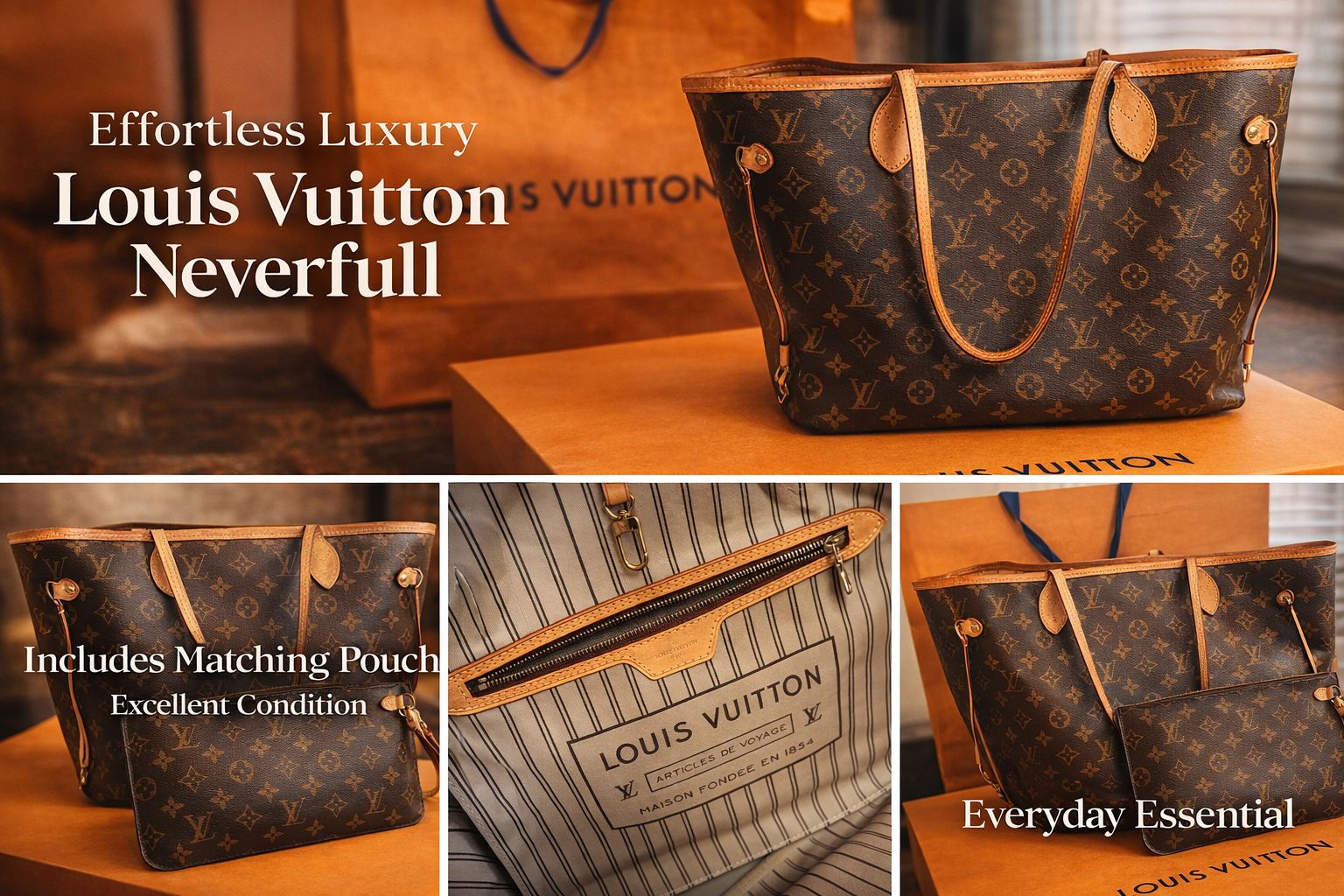 Louis Vuitton Neverfull MM + Pouch | Authentic | Excellent Condition