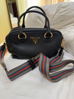 PRADA Black Vitello Phenix Bauletto Bag - IBB086