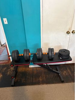 Adjustable Bench + Dumbbells