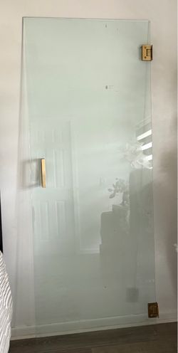 30" x 80" Frameless Glass Shower Door w/ Gold Hardware