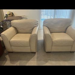 Two White Leather Chairs $200