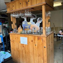 Hand Carved Wood Bar 