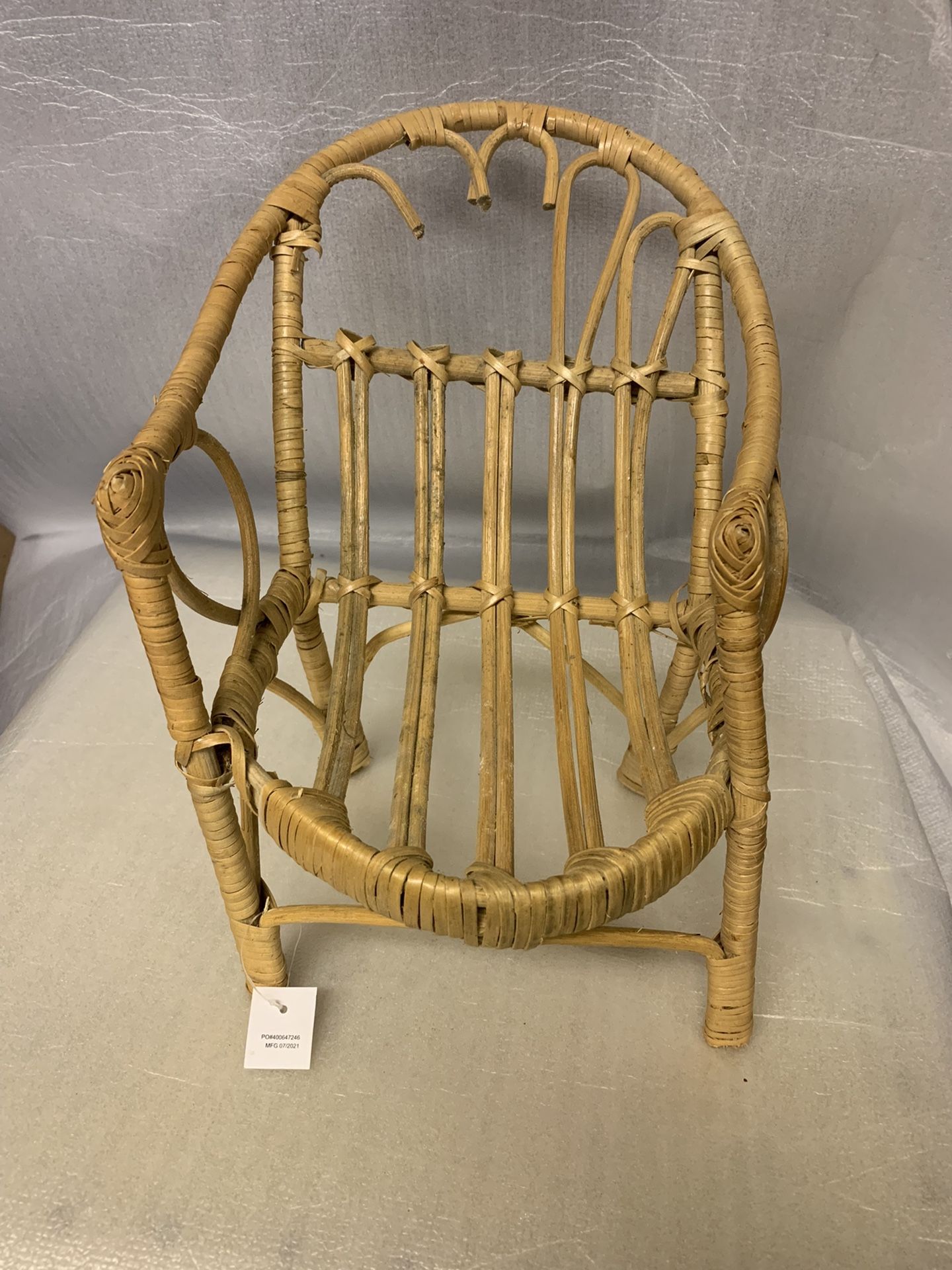 Vintage Doll Rattan and Bamboo Lounge Chair (broken)