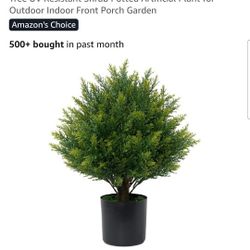 Artificial Topiary Ball Tree 19"T Faux Little Bush Ball Tree UV Resistant Shrub Potted Artificial Plant for Outdoor Indoor Front Porch Garder