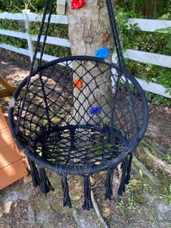 Black macrame rope hammock chair swing