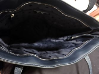 Navy Blue Saffiano Leather Tote Bag