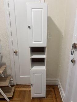 White Tall Narrow Storage Cabinet