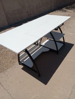 White Sewing Table with Folding Extension