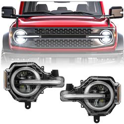 Ford Bronco LED Headlights with DRL and Turn Signals (2Pcs/Set)

