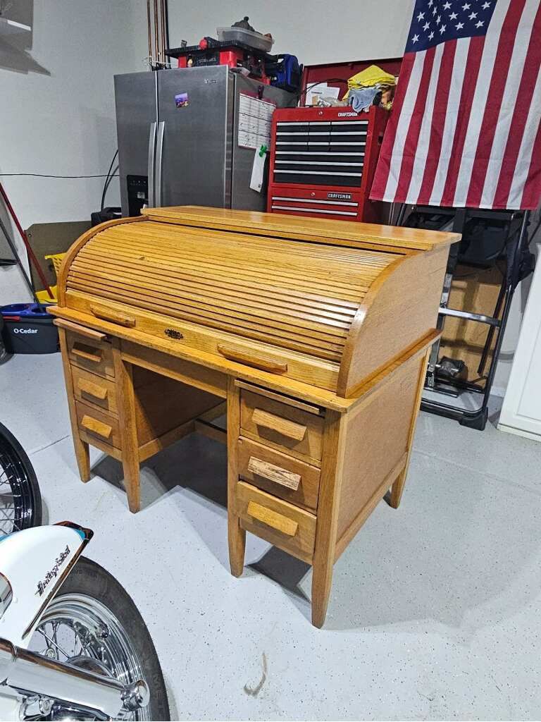 Beautiful Antique All Wood Rolled Desk