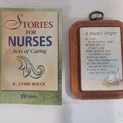 Vintage Nurse’s Prayer Wood Plaque Sign & Stories For Nurses Paperback Book