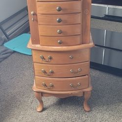 Vintage Oak Jewelry Armoire
