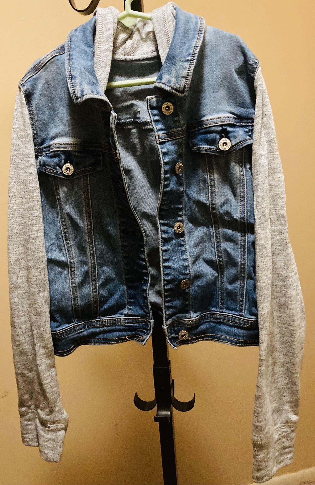 Kids Size 10-12 Blue Jean Hoodie Jacket