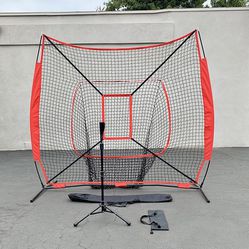 (New in box) $65 Baseball Softball (7x7’ Net & Ball Tee Set) Practice Hitting & Pitching Net w/ Carry Bag 