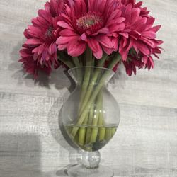 Gerbera Daisy Silk Flower Arrangement in Vase 