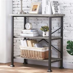 Bookshelf, 3-Tier Vintage Industrial Book Shelf, Rustic Wood and Metal Bookcase and Bookshelves, Free Standing Storage Small Bookshelf for Living Room