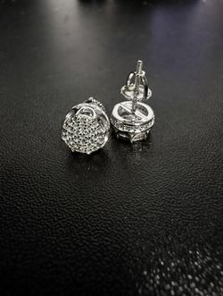 Ice Dome stud moissanite mens 925silver earrings