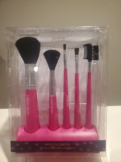 Pop Collection 5-Piece Makeup Brush Set with Stand NEW