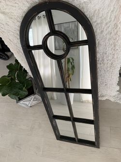 Tall Black Distressed Framed Mirror