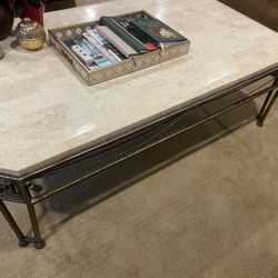 Rectangular faux marble coffee table