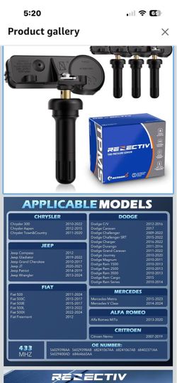 TPMS for Chrysler ,Dodge,Fiat,Jeep,Ram