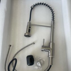 KITCHEN FAUCET - Farmhouse Kitchen Faucet with Pull Down Sprayer Spring Stainless Steel Brushed Nickel Single Handle