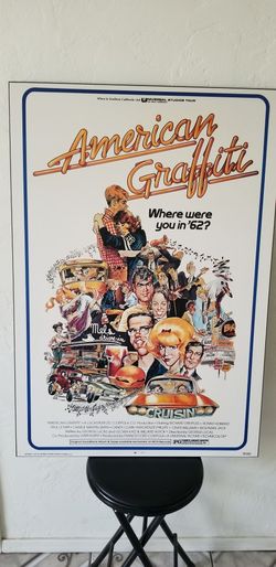 Vintage American Graffiti Wooden plaque 39x27!!! 1950' diner George Lucas Films