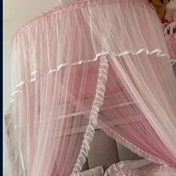 Pink/white Double Layered Big Canopy 