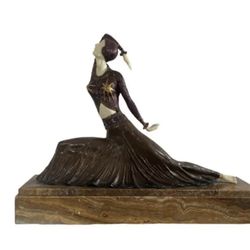 Huge Art Deco Dancer Cast Bronze Sculpture