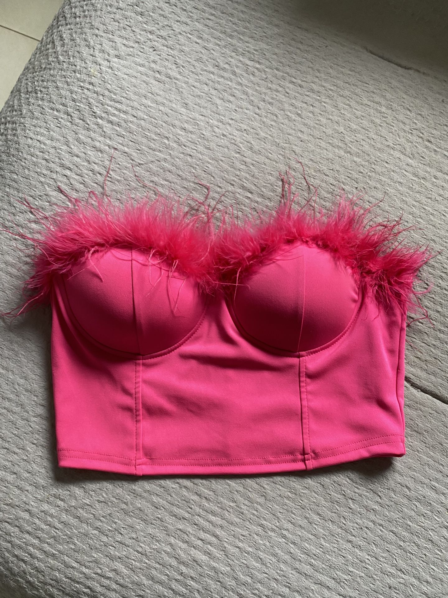 Hot Pink Feather Corset Top 