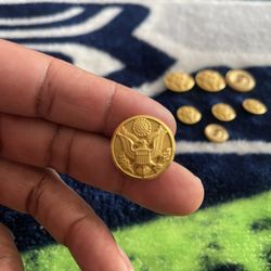 4 Big 5 Small Vintage U.S. Army Military Uniform Buttons - Gold Eagle Emblem